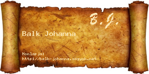 Balk Johanna névjegykártya